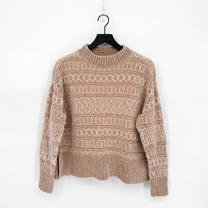 Rachel Zoe Chenille Geometric Print Mock Neck Pullover Sweater | Medium